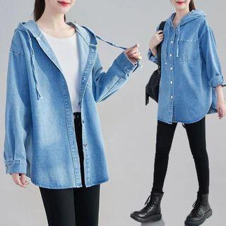 Hooded Denim Shirt Jacket