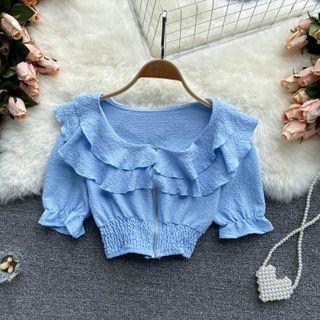 Round-neck Ruffle Chiffon Top