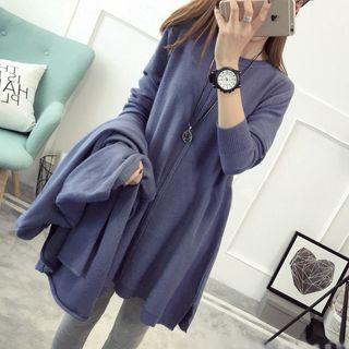 Set: Plain Long Sweater + Cardigan