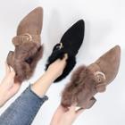 Chunky Heel Pointed Furry Pumps