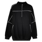 Long-sleeve Half-zip Contrast Trim Sweatshirt Black - One Size