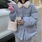 Collared Padded Jacket Blue - One Size