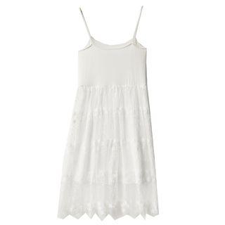 Spaghetti Strap Midi Lace Dress White - One Size