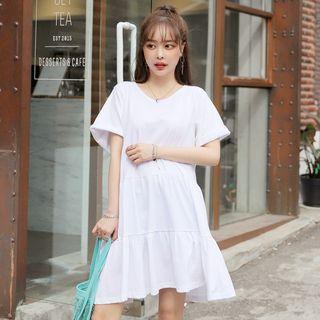 Short-sleeve Frill-tiered Dress