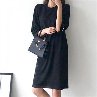 Faux-pearl Trim Pintuck Mini Dress