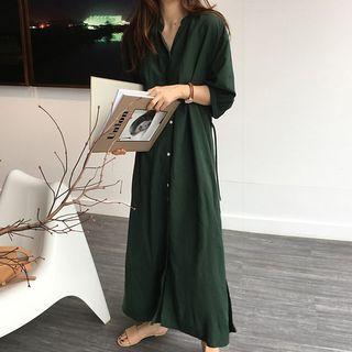 Elbow-sleeve Maxi Tunic Dress