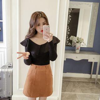 Off-shoulder Long Sleeve Top