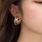 Metallic Hoop Earring Ear Stud - Gold - One Size