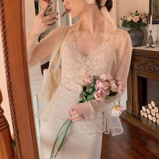 Faux Pearl Lace Cropped Camisole Top