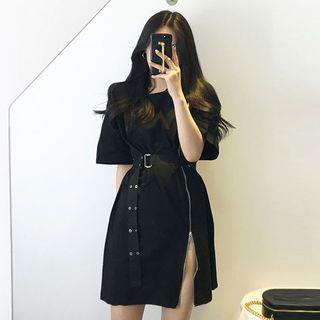 Side Zip Short-sleeve Dress