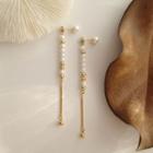 Faux Pearl Dangle Earring 1 Pair - S925 Sterling Silver - Gold - One Size