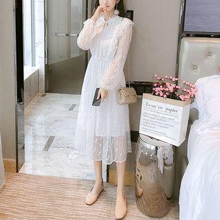 Ruffled Lace A-line Midi Dress