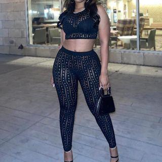 Set: Perforated Crop Tank Top + Leggings