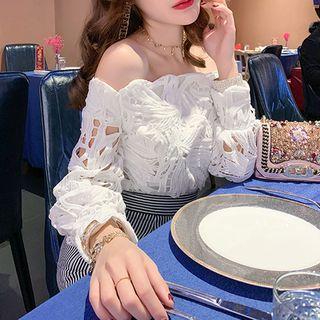 Off Shoulder Long-sleeve Lace Top