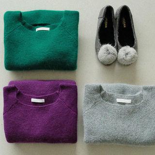 3/4-sleeve Furry-knit Sweater