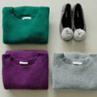 3/4-sleeve Furry-knit Sweater