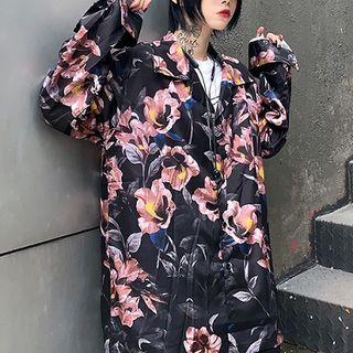 Long-sleeve Floral Shirt Black - One Size