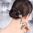 Retro Faux Pearl Cloisonne Butterfly Hair Stick