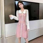 Long-sleeve Double Breasted Knit Dress
