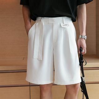 Strap Detail Straight Leg Shorts
