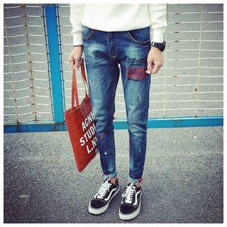 Letter Tapered Jeans
