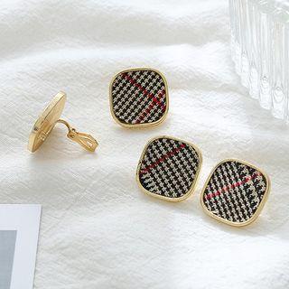 Plaid Stud Earring / Clip-on Earring
