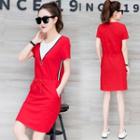 Mock Two-piece Short-sleeve Mini T-shirt Dress