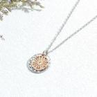 Wheel Pendant Necklace 1558 - Rose Gold & Silver - One Size