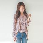 Tie-neck Patterned Chiffon Top