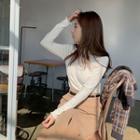 High-neck Lettuce-edge Fleece-lined Top