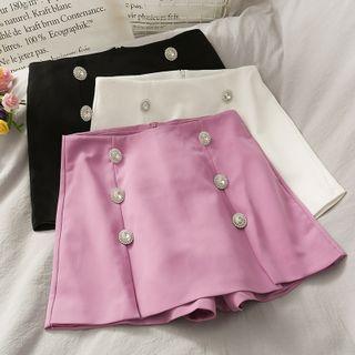 Buttoned Mock Two-piece Mini Skort