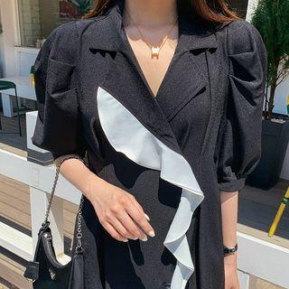 Ruffle-trim Button-side Maxi Dress