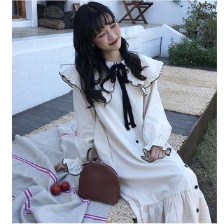 Frill Collar Midi Shirtdress