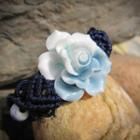 Ceramic Flower Bracelet Blue & White - One Size