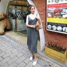 Spaghetti-strap Slit-side Long Dress