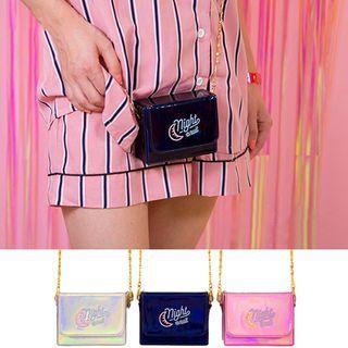 Letter Embroidered Iridescent Crossbody Bag