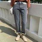 Color Block Cropped Straight-fit Jeans