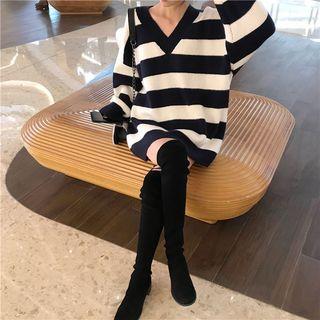 Striped Mini Sweater Dress Stripes - One Size