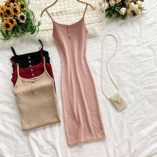 Spaghetti Strap Midi Knit Bodycon Dress