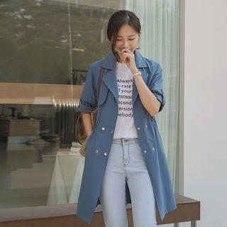 Tab-sleeve Snap-button Trench Coat