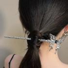 Rhinestone Butterfly Hair Stick 1 Pc - Silver - One Size