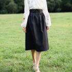 Lace-up A-line Midi Skirt