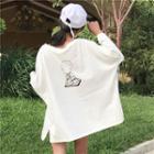 3/4-sleeve Oversized Print Top