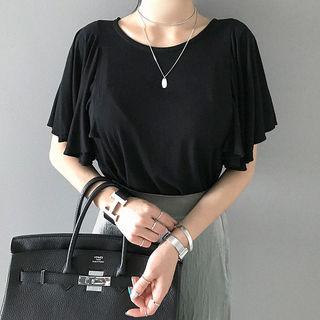Flutter-sleeve Plain T-shirt
