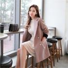 Faux-pearl Button Double-breasted Tailored Coat