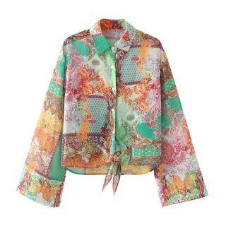 Floral Tie-hem Shirt