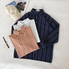Single-breasted Striped Long-sleeve Blouse