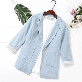 3/4-sleeve Button Blazer