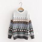 Pattern Loose-fit Sweater Off-white - One Size