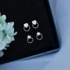 Geometry Hoop Earring 1 Pair - Heart - Silver - One Size